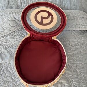 Rare Beauty Round Cosmetic Case Makeup Bag Blush Pink Burgundy